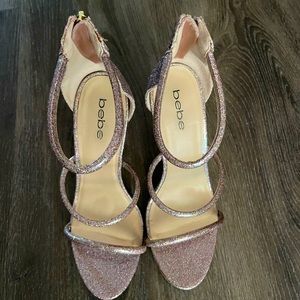 Bebe Berdine size 9 sparkle strappy heels.